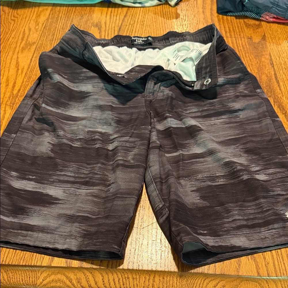 Abercrombie Kids Black and Gray Swim Trunks
